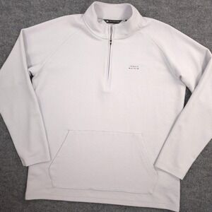 Travis Mathew Performance Waffle 1/4 Zip Mens XL Heather Light Grey Golf Preppy